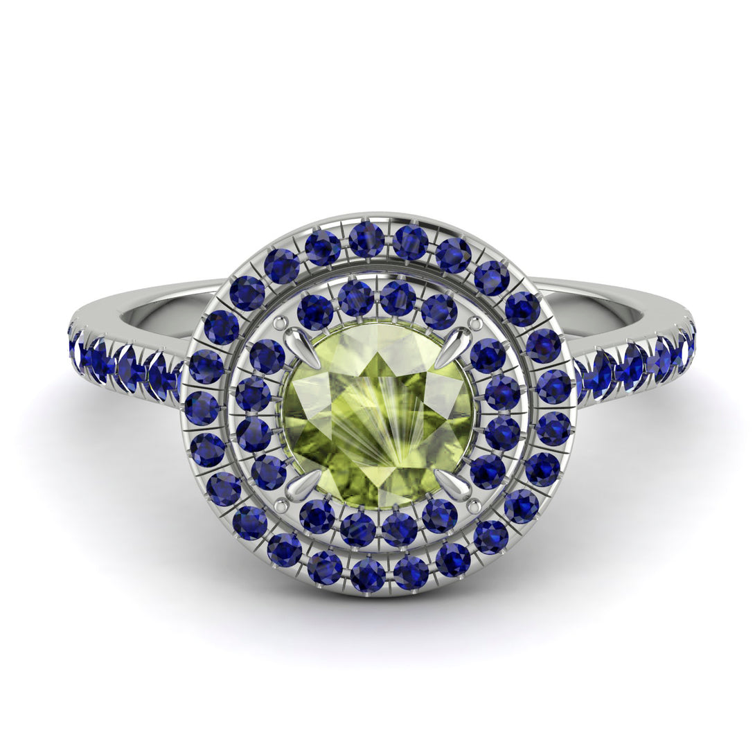 Double Halo Peridot Ring - Zoey No. 715