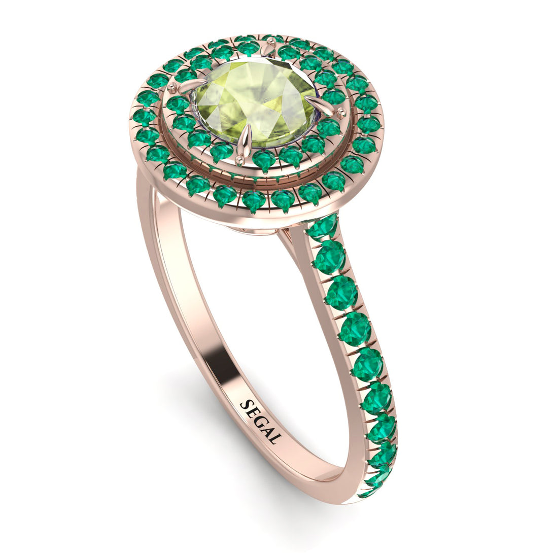 Double Halo Peridot Ring - Zoey No. 705