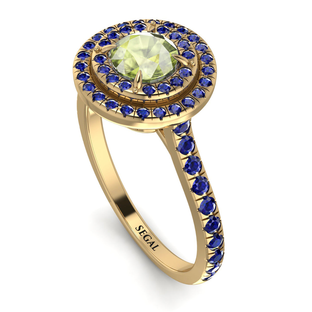 Double Halo Peridot Ring - Zoey No. 713