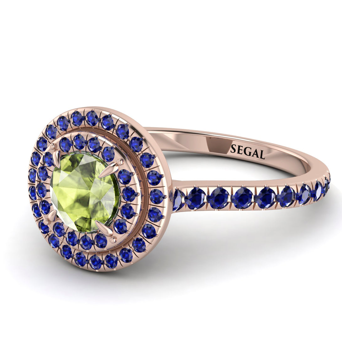 Double Halo Peridot Ring - Zoey No. 714