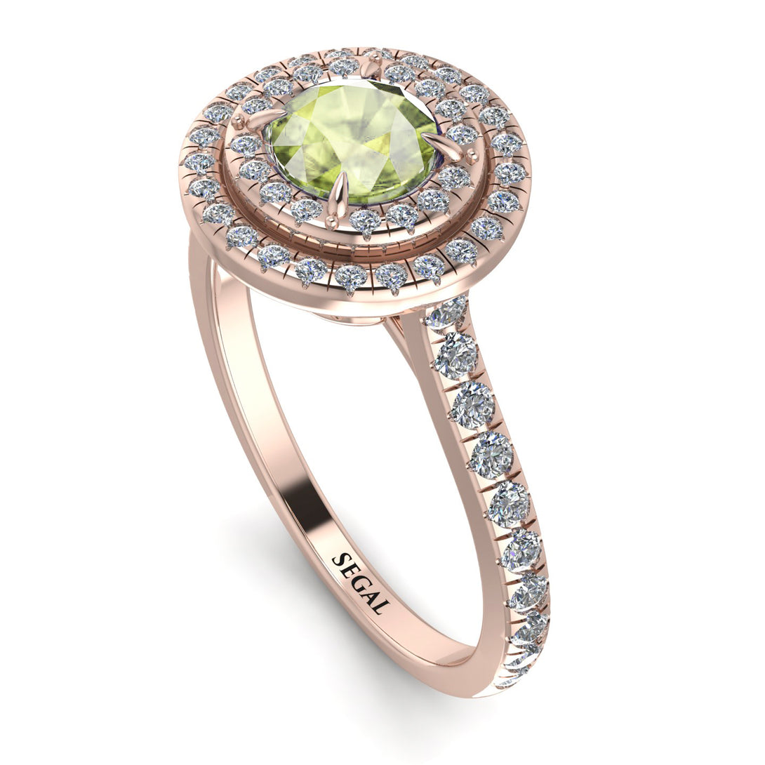 Double Halo Peridot Ring - Zoey No. 702
