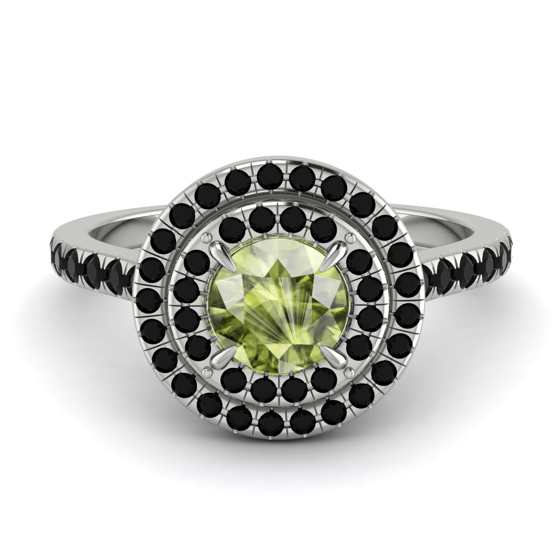 Double Halo Peridot Ring - Zoey No. 709