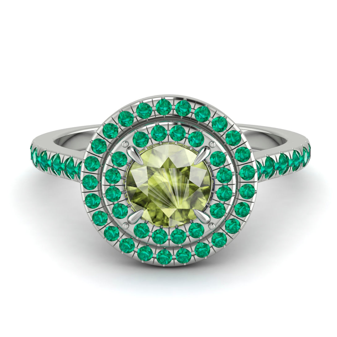 Double Halo Peridot Ring - Zoey No. 706