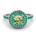 Double Halo Peridot Ring - Zoey No. 706