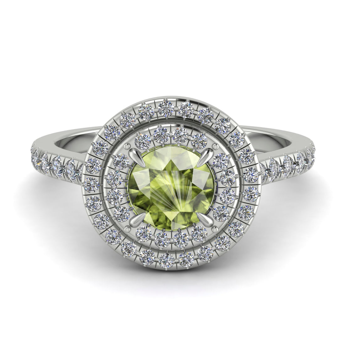 Double Halo Peridot Ring - Zoey No. 703