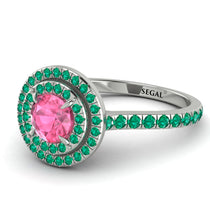 Double Halo Pink Moissanite Ring - Zoey No. 806 image 1