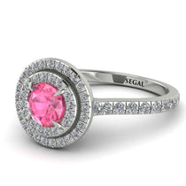 Double Halo Pink Moissanite Ring - Zoey No. 803 image 1