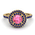 Double Halo Pink Moissanite Ring - Zoey No. 813 image 2