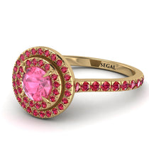 Double Halo Pink Moissanite Ring - Zoey No. 810 image 1