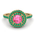 Double Halo Pink Moissanite Ring - Zoey No. 804