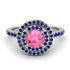 Double Halo Pink Moissanite Ring - Zoey No. 815