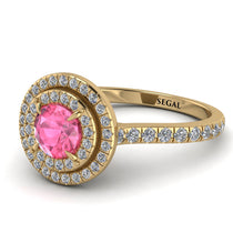 Double Halo Pink Moissanite Ring - Zoey No. 801 image 1