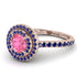 Double Halo Pink Moissanite Ring - Zoey No. 814 image 1