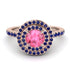 Double Halo Pink Moissanite Ring - Zoey No. 814