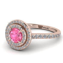 Double Halo Pink Moissanite Ring - Zoey No. 802 image 1
