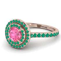 Double Halo Pink Moissanite Ring - Zoey No. 805 image 1