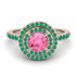 Double Halo Pink Moissanite Ring - Zoey No. 805 image 2
