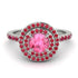 Double Halo Pink Moissanite Ring - Zoey No. 812