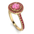 Double Halo Pink Moissanite Ring - Zoey No. 810