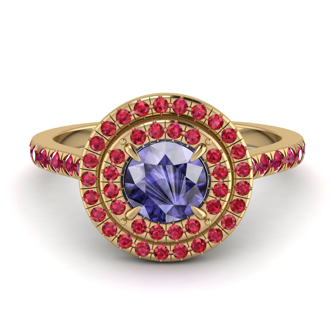 Double Halo Tanzanite Ring - Zoey No. 210