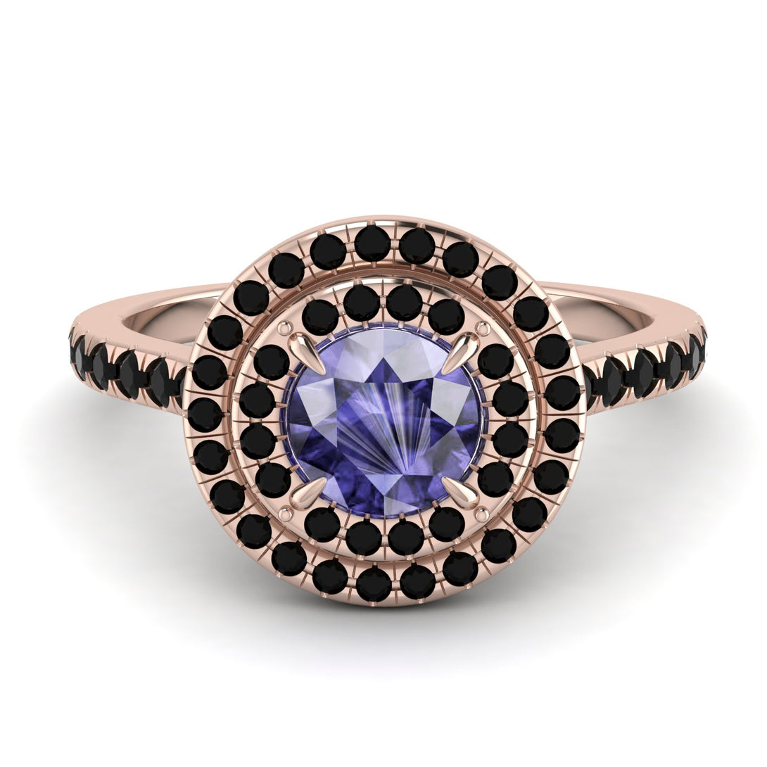 Double Halo Tanzanite Ring - Zoey No. 208