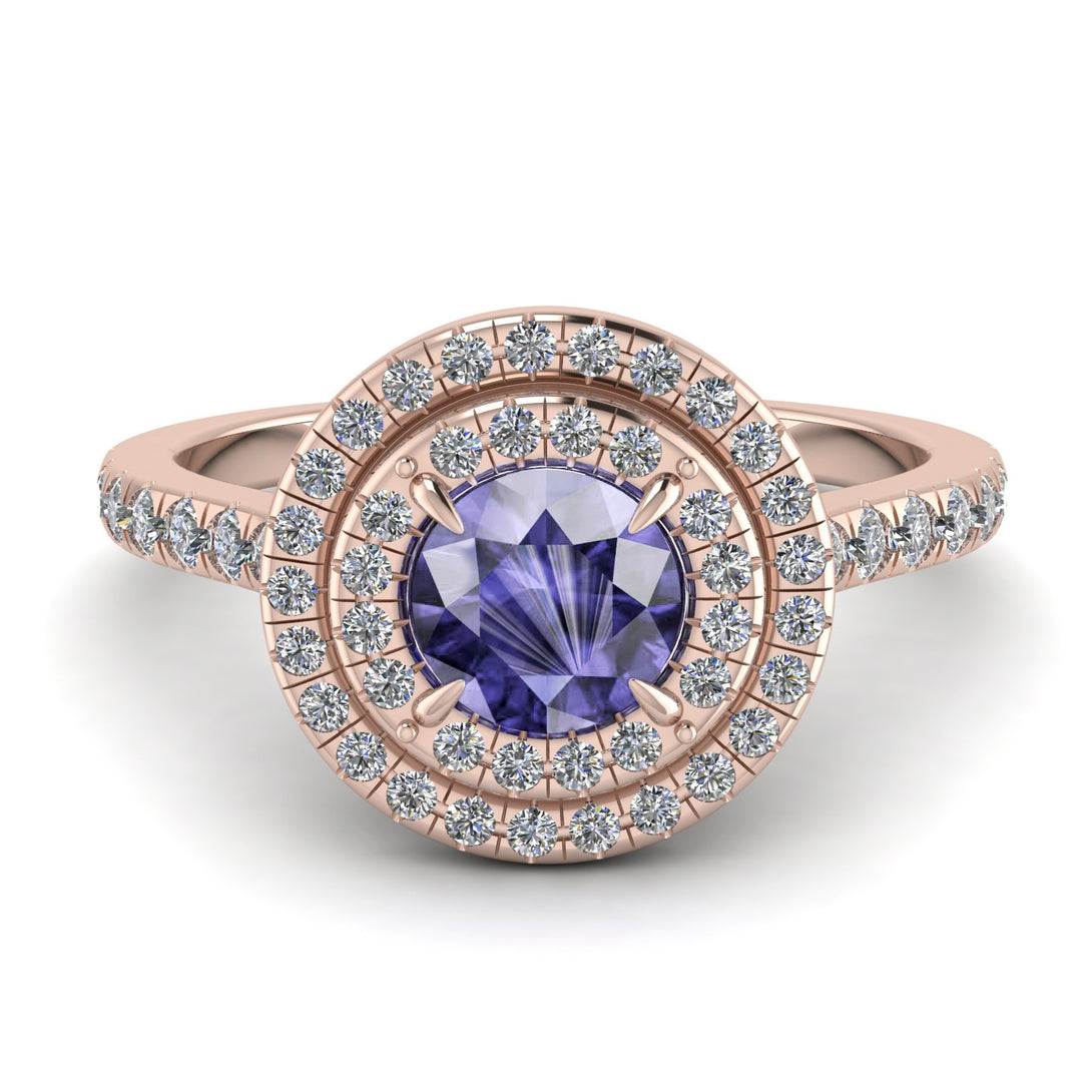 Double Halo Tanzanite Ring - Zoey No. 202