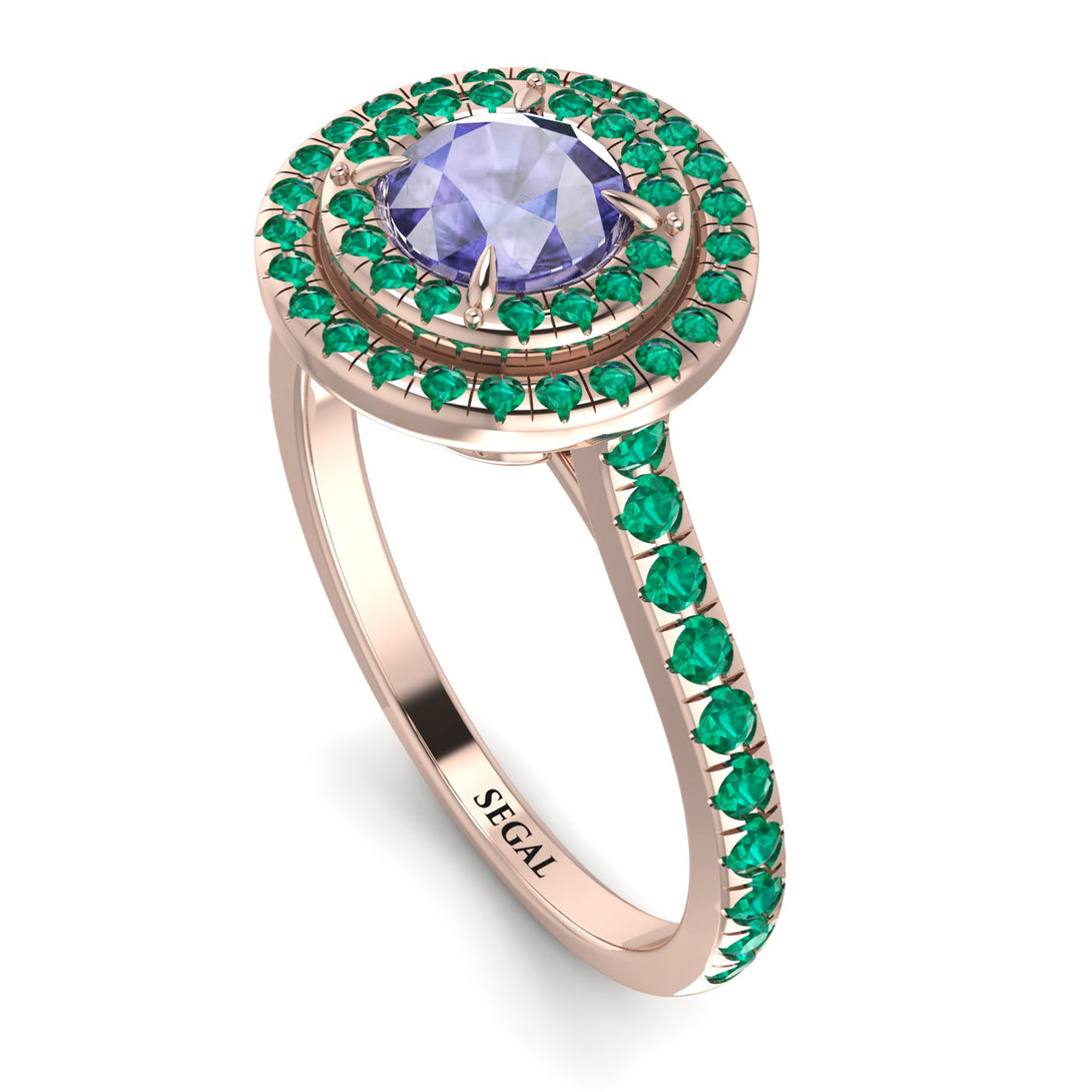 Double Halo Tanzanite Ring - Zoey No. 205