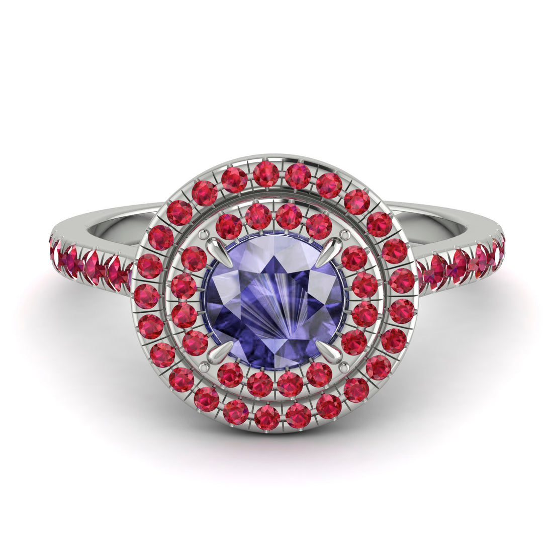 Double Halo Tanzanite Ring - Zoey No. 212