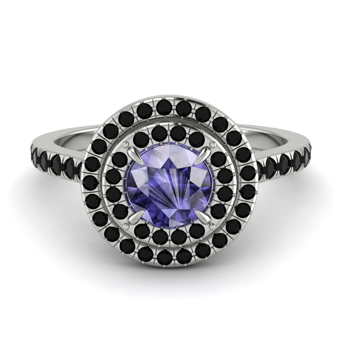 Double Halo Tanzanite Ring - Zoey No. 209