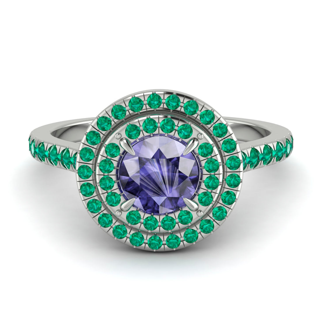 Double Halo Tanzanite Ring - Zoey No. 206