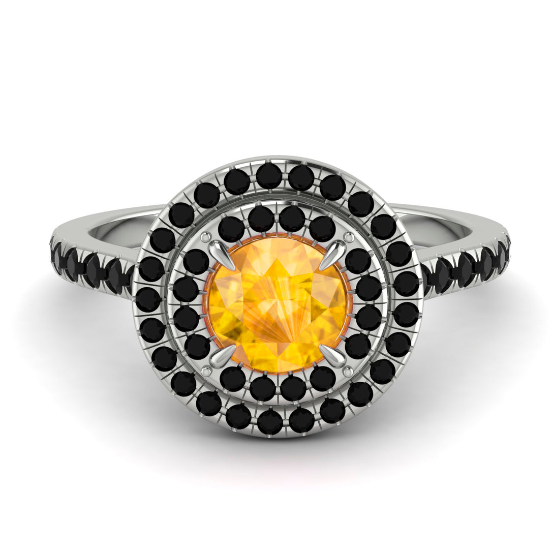 Double Halo Yellow Diamond Ring - Zoey No. 1009