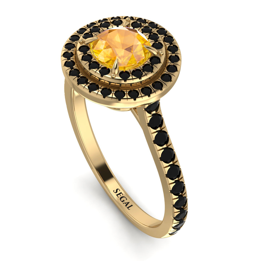 Double Halo Yellow Diamond Ring - Zoey No. 1007
