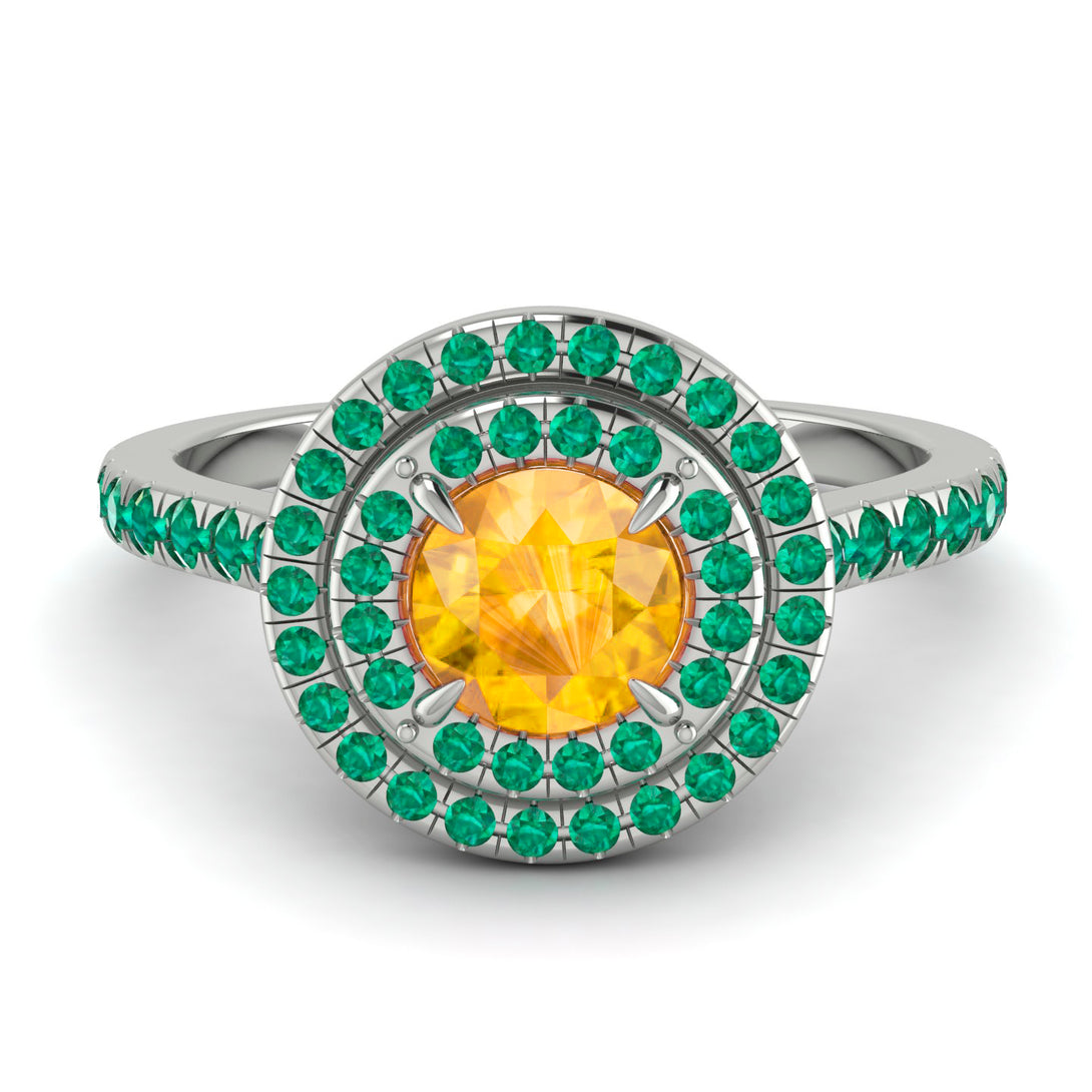 Double Halo Yellow Diamond Ring - Zoey No. 1006