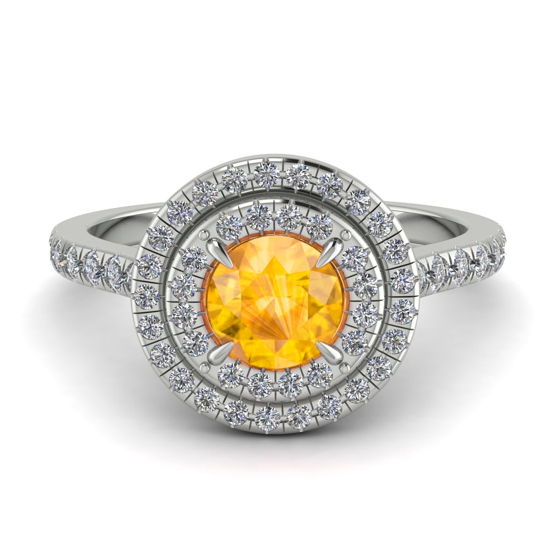 Double Halo Yellow Diamond Ring - Zoey No. 1003