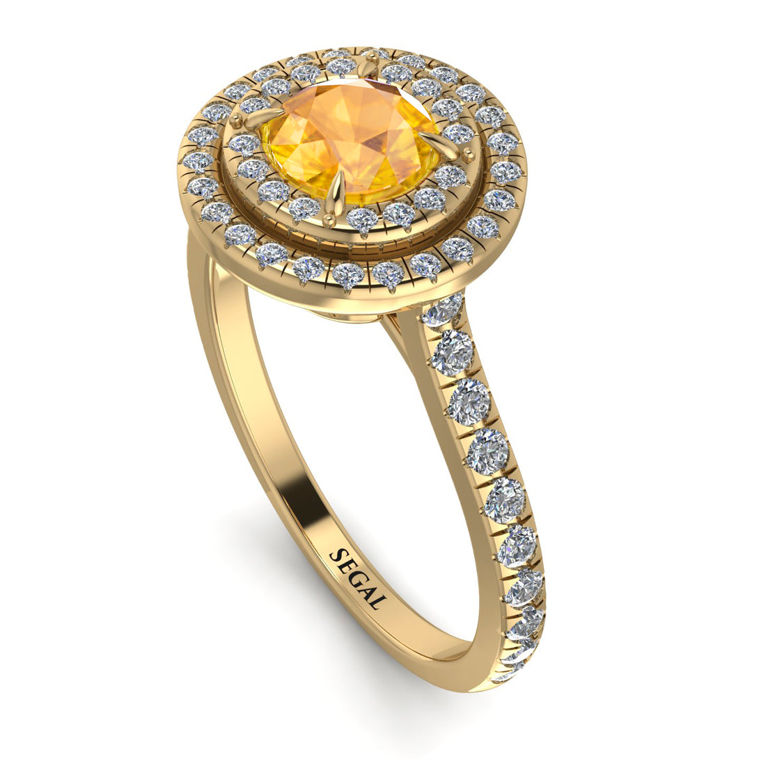 Double Halo Yellow Diamond Ring - Zoey No. 1001