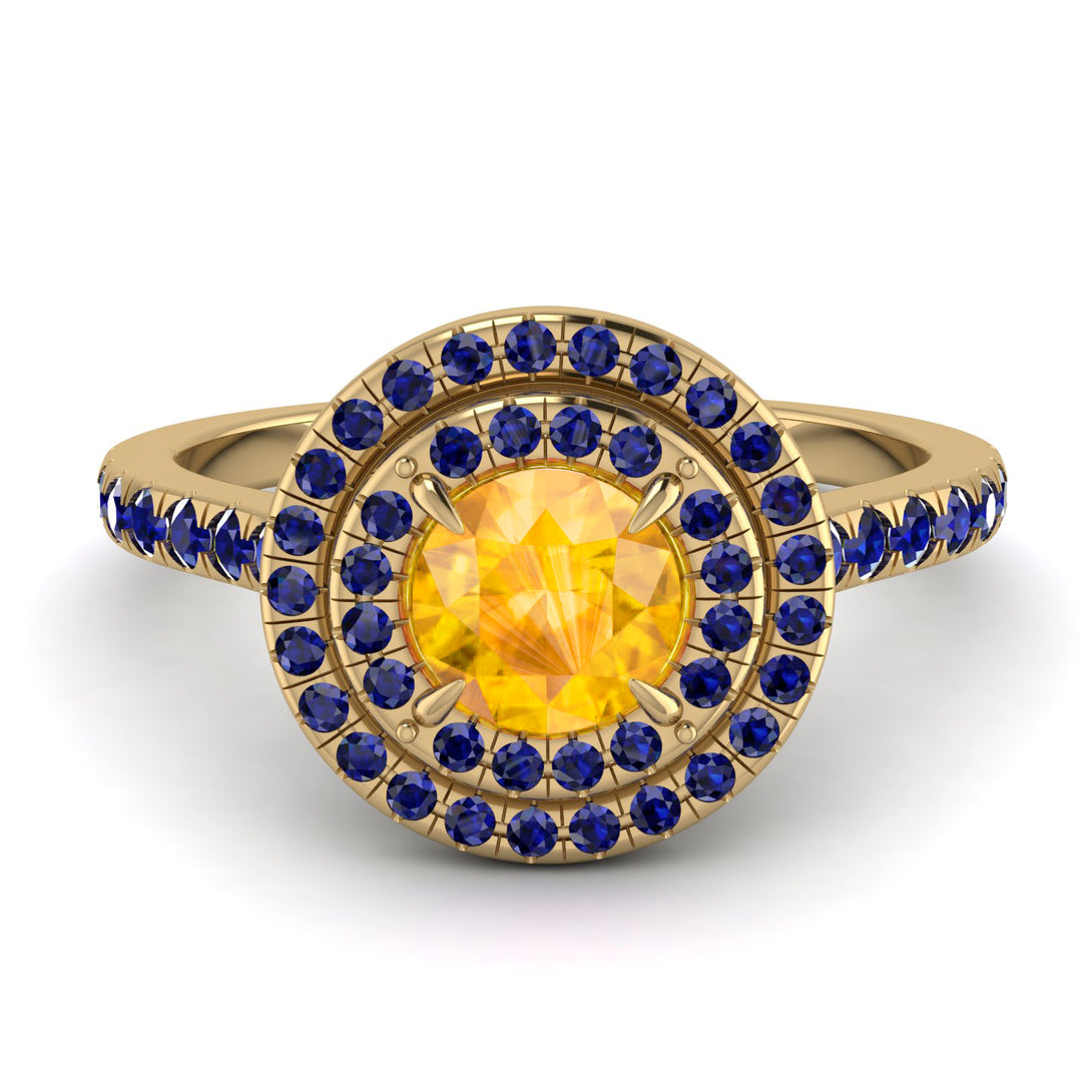 Double Halo Yellow Diamond Ring - Zoey No. 1013