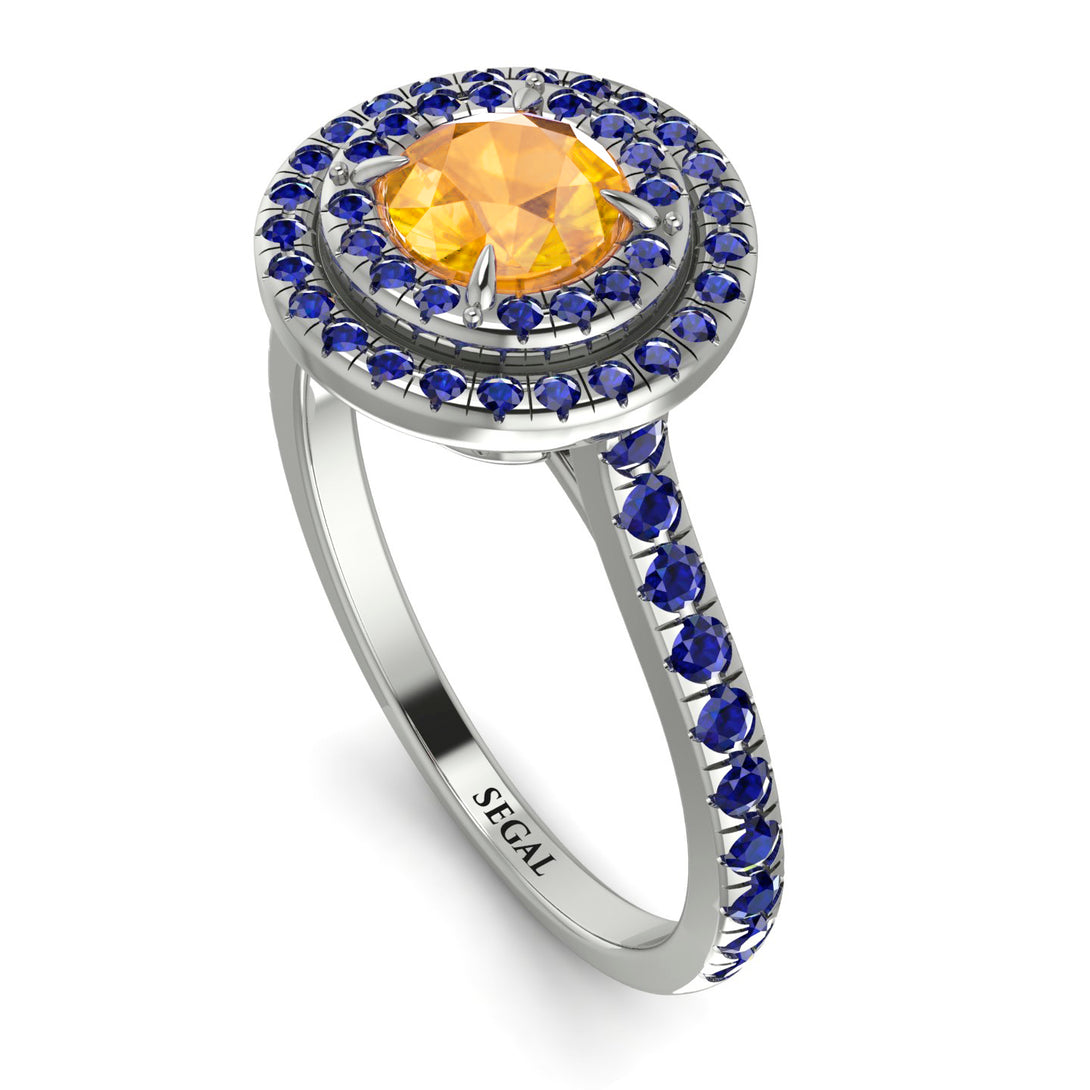 Double Halo Yellow Diamond Ring - Zoey No. 1015