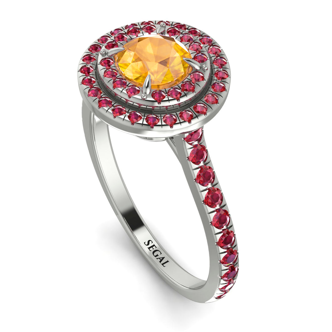 Double Halo Yellow Diamond Ring - Zoey No. 1012