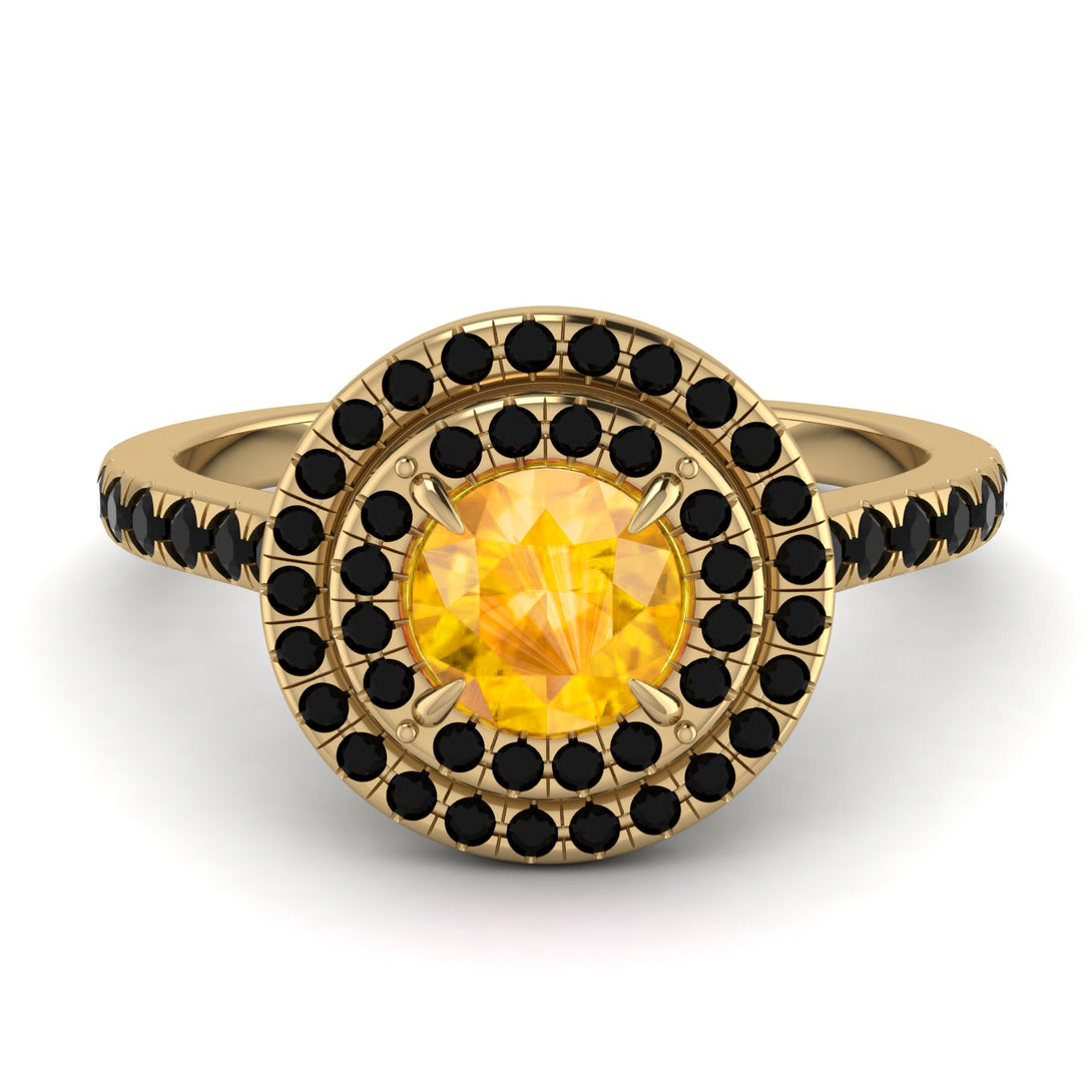 Double Halo Yellow Diamond Ring - Zoey No. 1007
