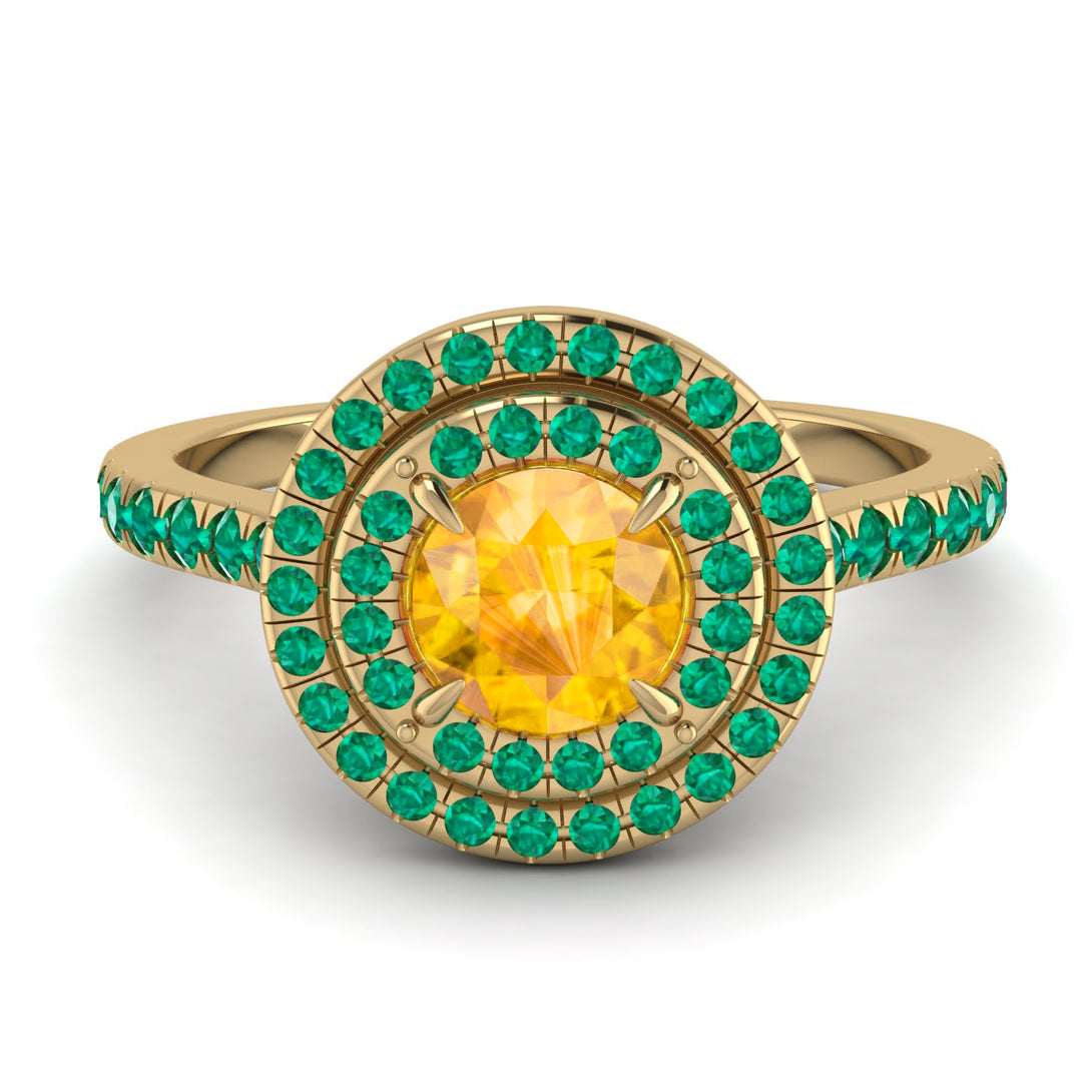 Double Halo Yellow Diamond Ring - Zoey No. 1004