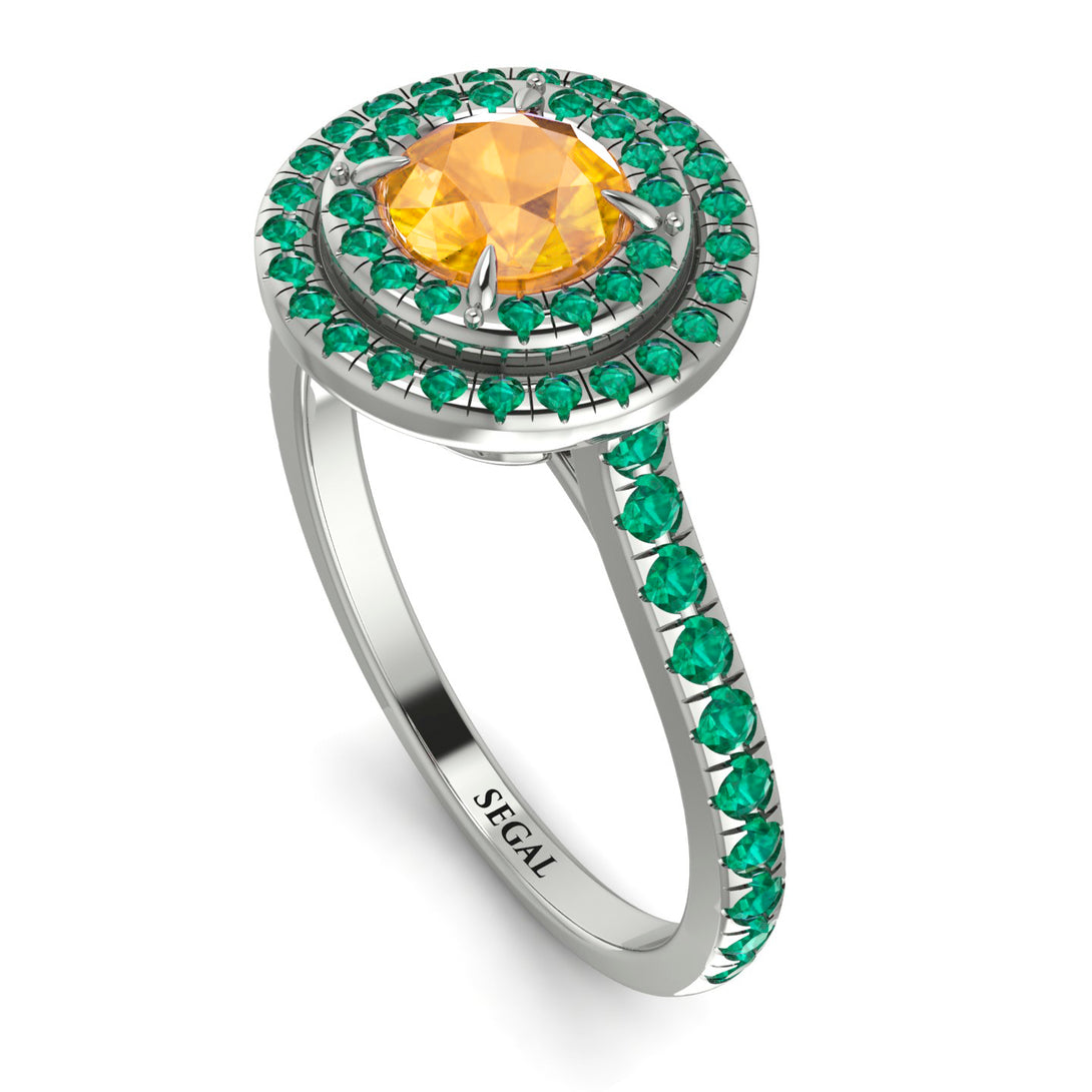 Double Halo Yellow Diamond Ring - Zoey No. 1006