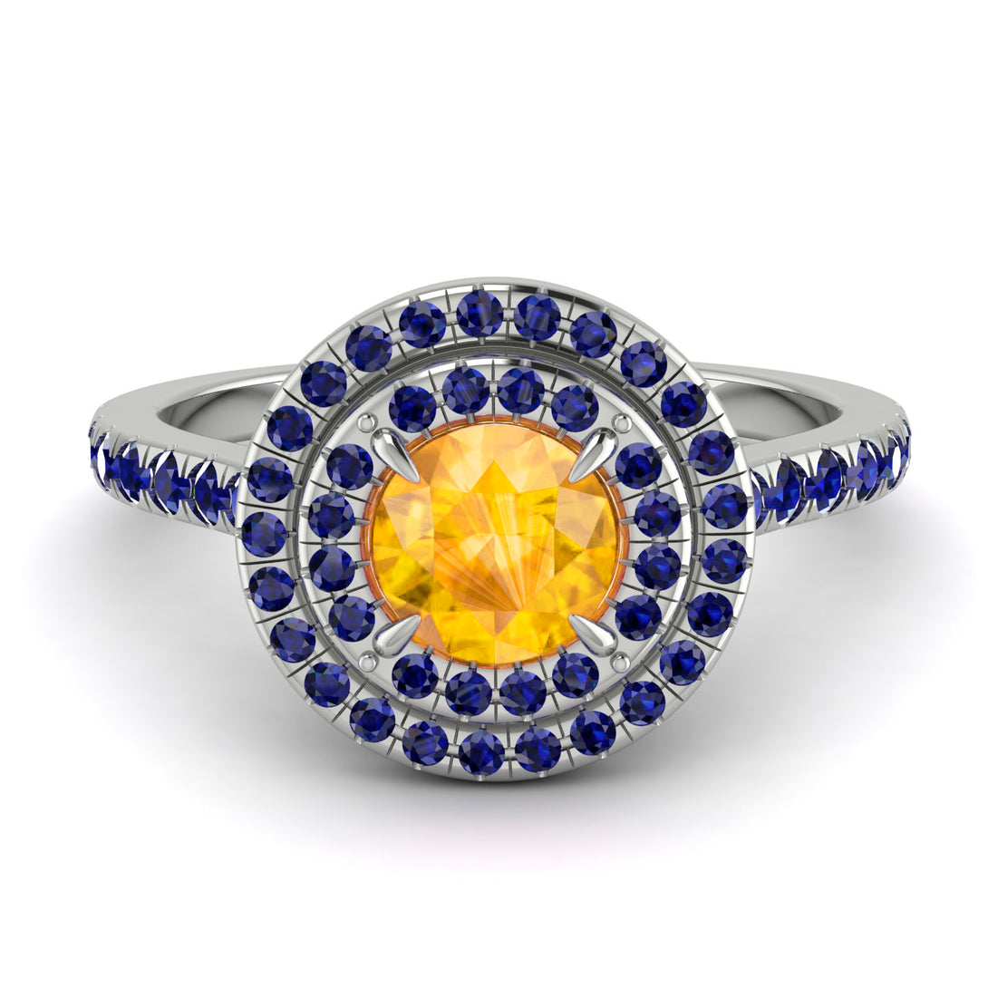 Double Halo Yellow Diamond Ring - Zoey No. 1015