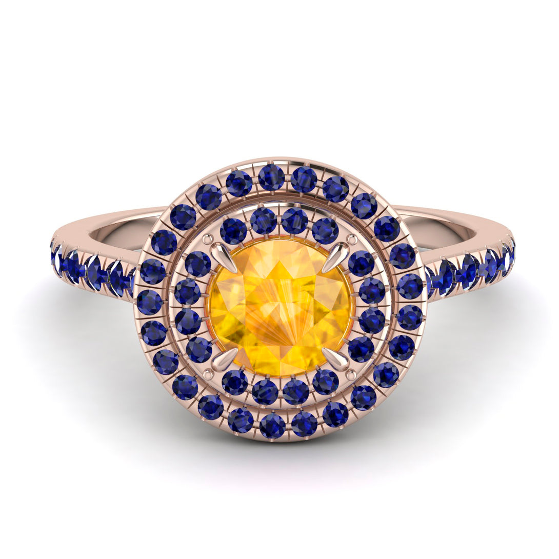 Double Halo Yellow Diamond Ring - Zoey No. 1014