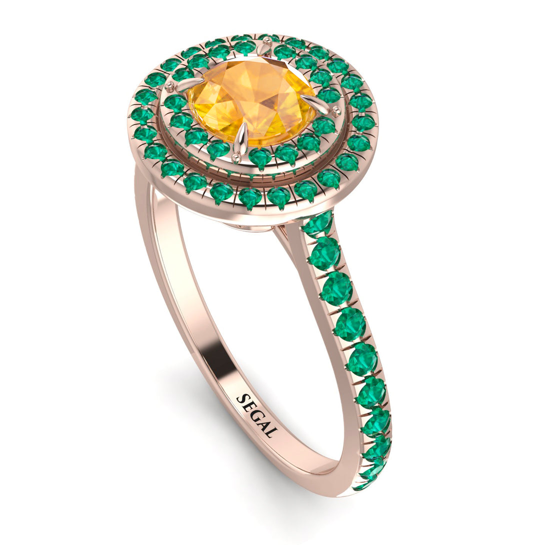 Double Halo Yellow Diamond Ring - Zoey No. 1005