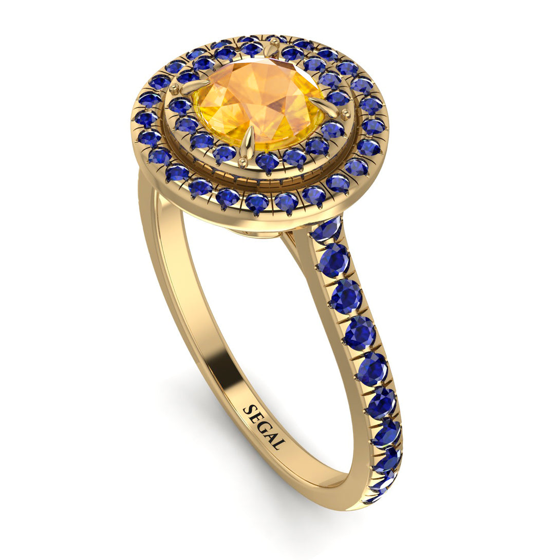 Double Halo Yellow Diamond Ring - Zoey No. 1013