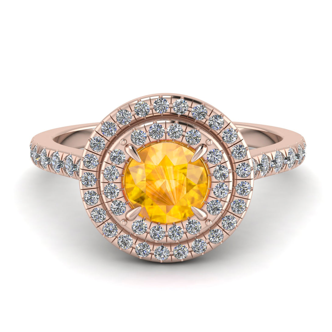 Double Halo Yellow Diamond Ring - Zoey No. 1002