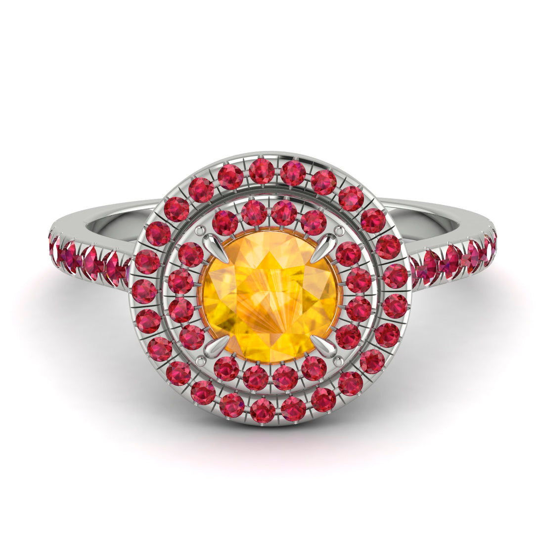 Double Halo Yellow Diamond Ring - Zoey No. 1012