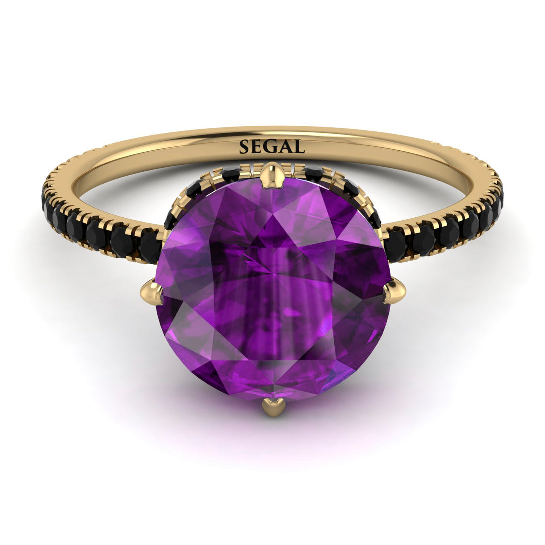 Double Hidden Halo Amethyst Engagement Ring - Angelina No. 307