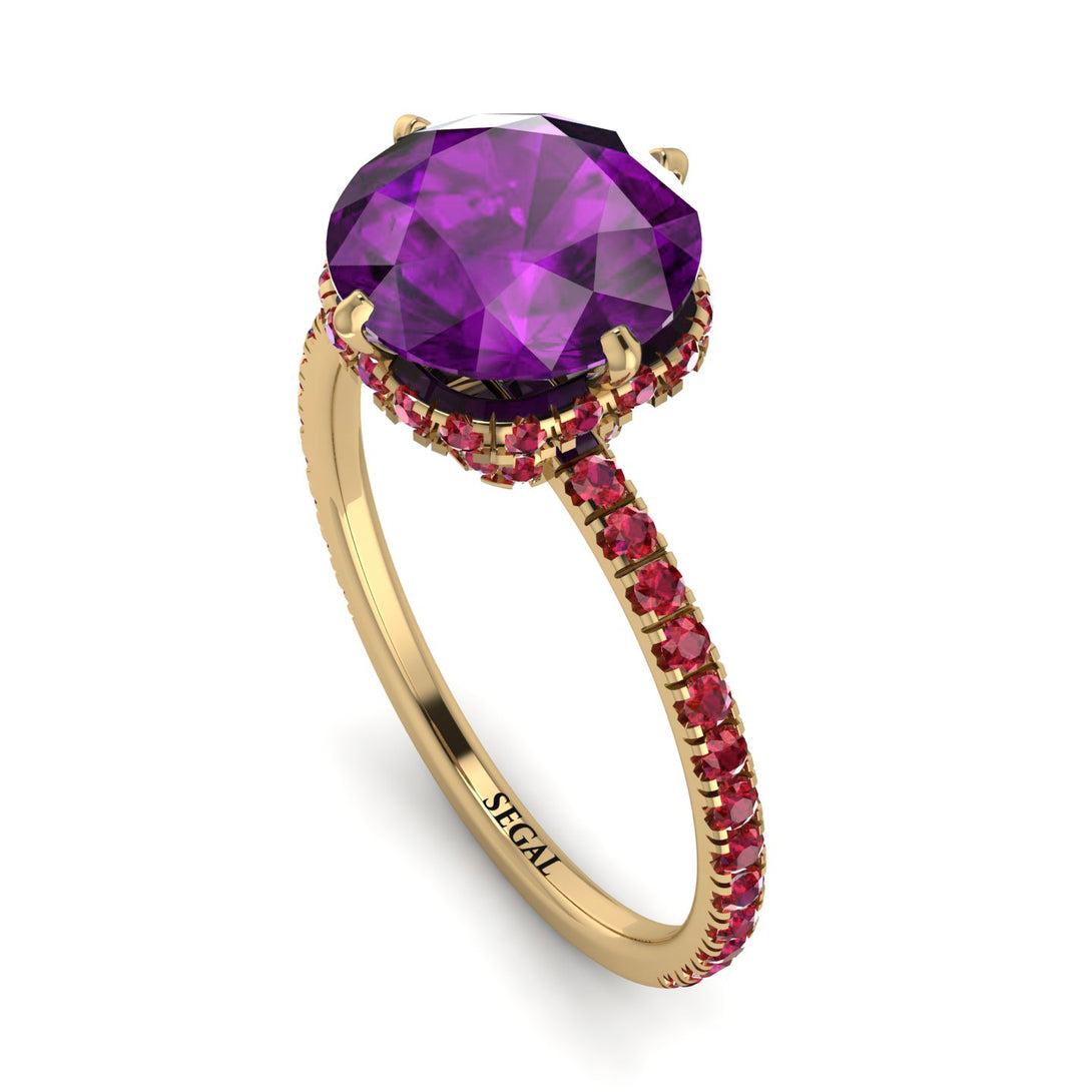 Double Hidden Halo Amethyst Engagement Ring - Angelina No. 310