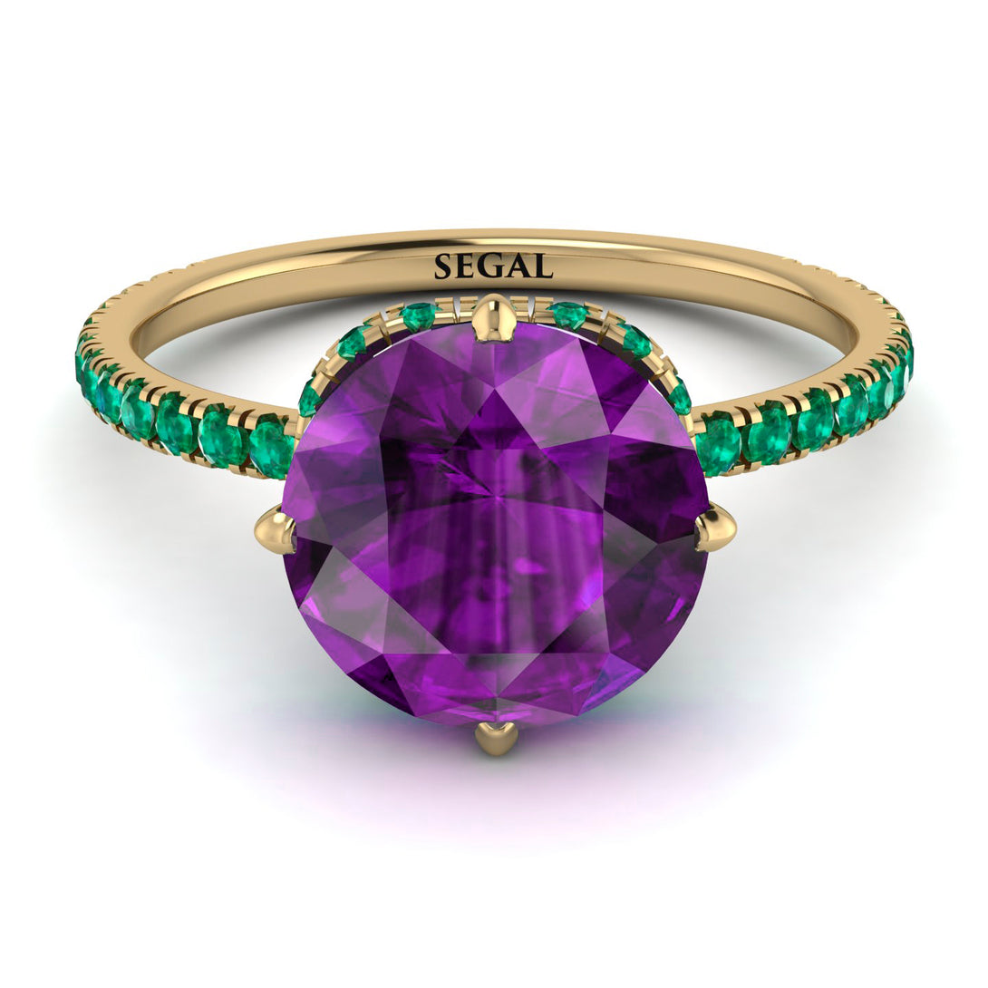 Double Hidden Halo Amethyst Engagement Ring - Angelina No. 304